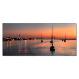 Orange Sunset Sailboat Decor - Museum Quality Giclee Canvas Print Stretched