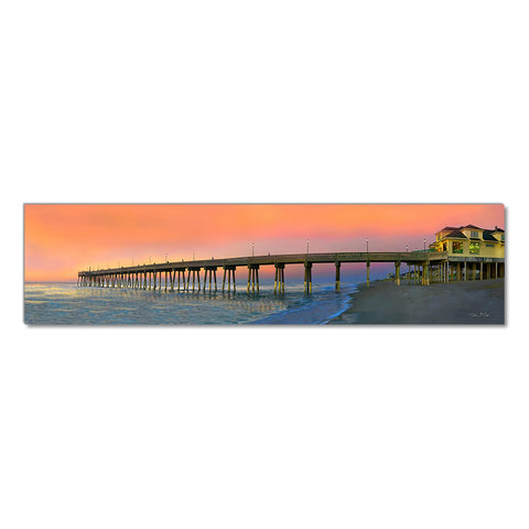 Orange Sunset at Johnny Mercer's Pier - Museum Quality Giclee Canvas Print Stretched