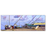Fishing Boats on Shore - Museum Quality Giclee Canvas Print Stretched