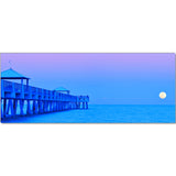 Purple Pier Moon Rise - Museum Quality Giclee Canvas Print Stretched