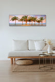 a living room with a couch and a painting on the wall