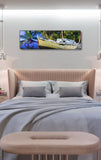 Tropical Serenity A Boat Amidst Palm Trees - Museum Quality Giclee Canvas Print Stretched