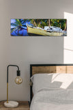 Tropical Serenity A Boat Amidst Palm Trees - Museum Quality Giclee Canvas Print Stretched