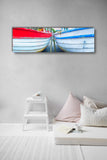 Red Boat Blue Boat - Steve Vaughn - Museum Quality Giclee Canvas Print Stretched, Ready to Hang, The Bahamas and Other Caribbean Art