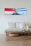 Red Boat Blue Boat - Steve Vaughn - Museum Quality Giclee Canvas Print Stretched, Ready to Hang, The Bahamas and Other Caribbean Art
