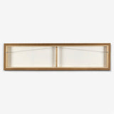 A wooden frame with two blank white panels inside, hanging on a wall.
