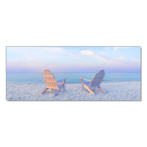 Beach Chairs at Sunrise - Museum Quality Giclee Canvas Print Stretched