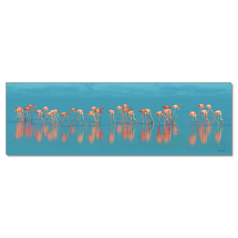 Parade of Flamingos - Museum Quality Giclee Canvas Print Stretched
