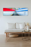 Red Boat Blue Boat - Museum Quality Giclee Canvas Print Stretched